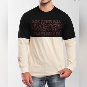 Rock Revival Black and Cream Long Sleeve Tee